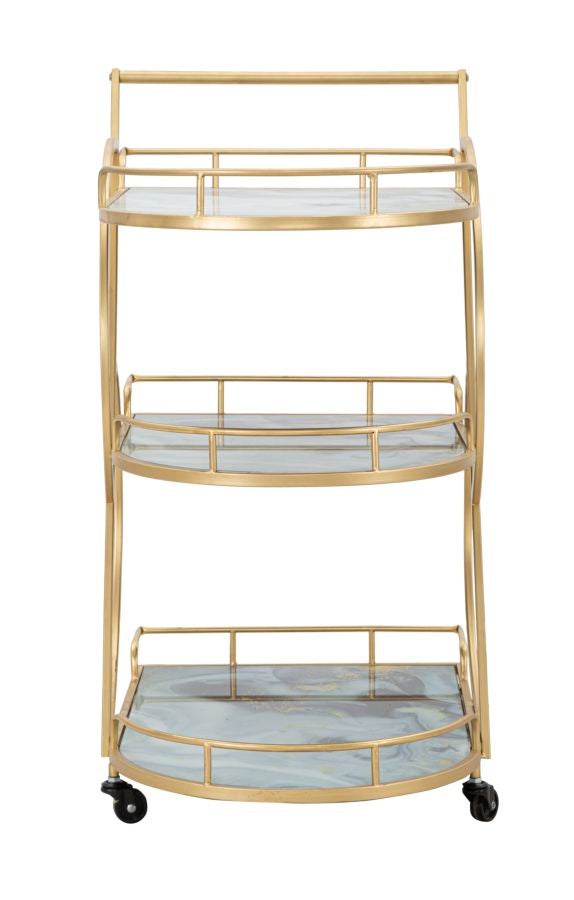 Carucior Servire Mauro Ferretti Marble Glass Mix 71X45,5X84,5 cm, Auriu/Multicolor