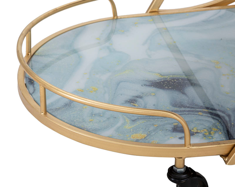 Carucior Servire Mauro Ferretti Marble Glass Mix 71X45,5X84,5 cm, Auriu/Multicolor