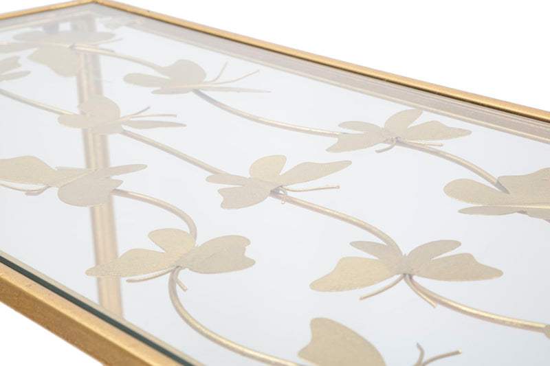 Consola Mauro Ferretti Butterflies Glass  100X35X80 cm, Auriu