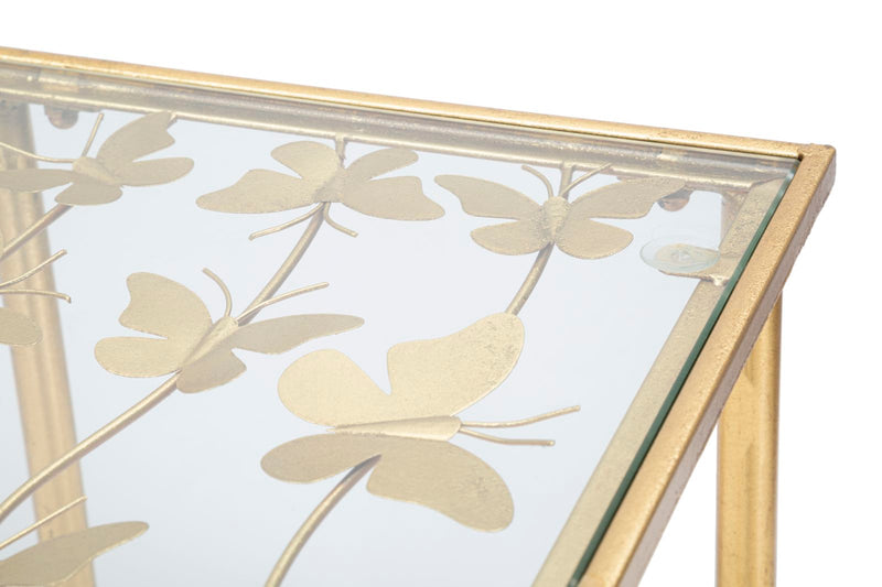 Consola Mauro Ferretti Butterflies Glass  100X35X80 cm, Auriu
