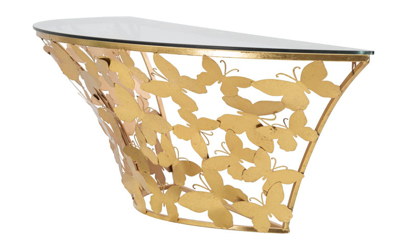 Consola Suspendata Mauro Ferretti Butterflies  120X40,5X37,2 cm, Auriu