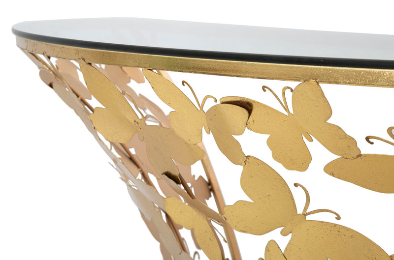 Consola Suspendata Mauro Ferretti Butterflies  120X40,5X37,2 cm, Auriu