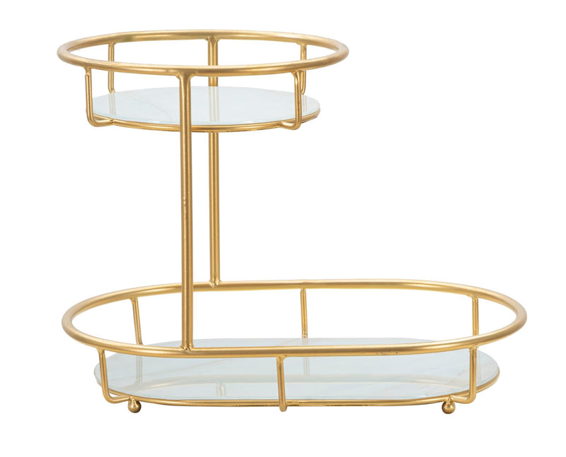 Tava decorativa Mauro Ferretti Tray 2 Levels A,  36X22,5X27 cm, Auriu/Multicolor