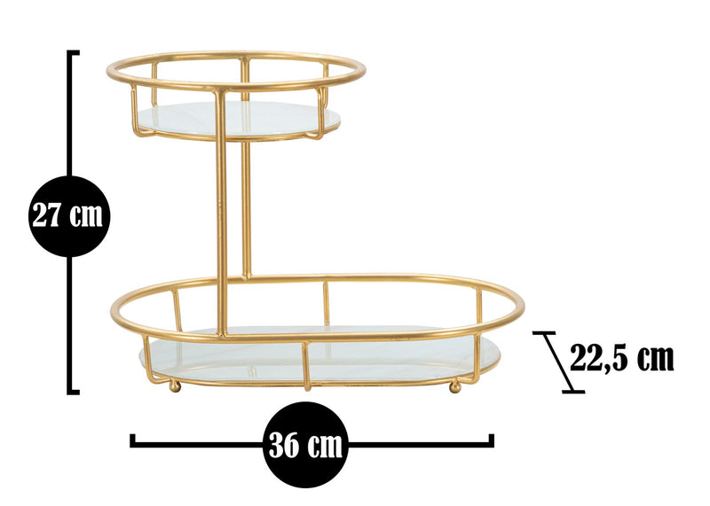 Tava decorativa Mauro Ferretti Tray 2 Levels A,  36X22,5X27 cm, Auriu/Multicolor