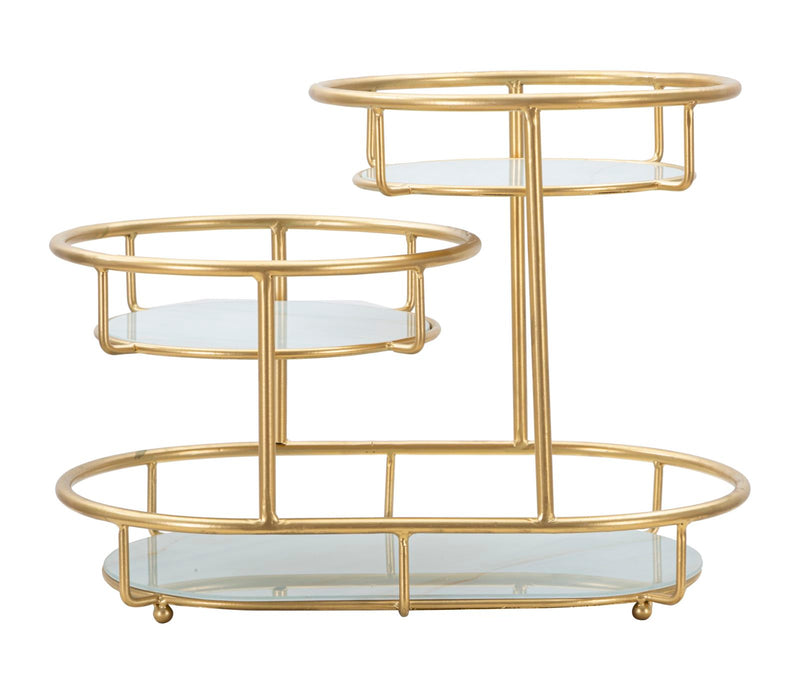 Tava decorativa Mauro Ferretti Tray 3 Levels B,  36X22,5X27 cm, Auriu/Multicolor