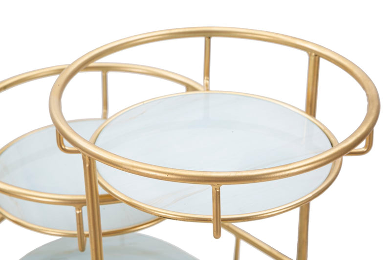 Tava decorativa Mauro Ferretti Tray 3 Levels B,  36X22,5X27 cm, Auriu/Multicolor
