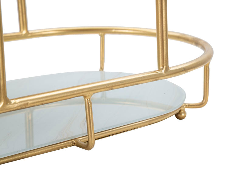 Tava decorativa Mauro Ferretti Tray 3 Levels B,  36X22,5X27 cm, Auriu/Multicolor