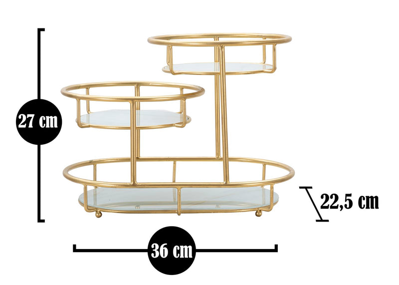 Tava decorativa Mauro Ferretti Tray 3 Levels B,  36X22,5X27 cm, Auriu/Multicolor