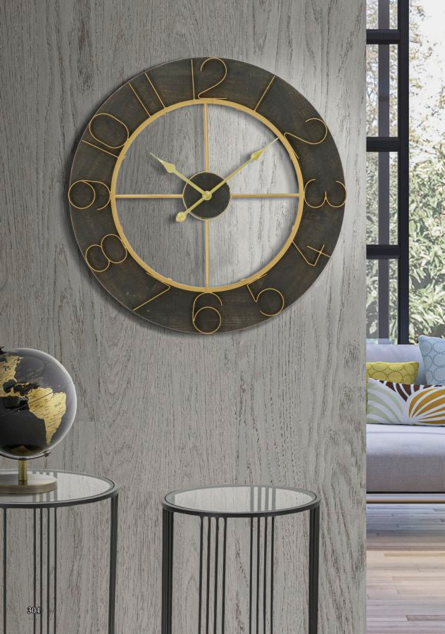 Ceas decorativ de Perete Mauro Ferretti  Dark Glam  Ø 70X5 cm, Negru/Auriu