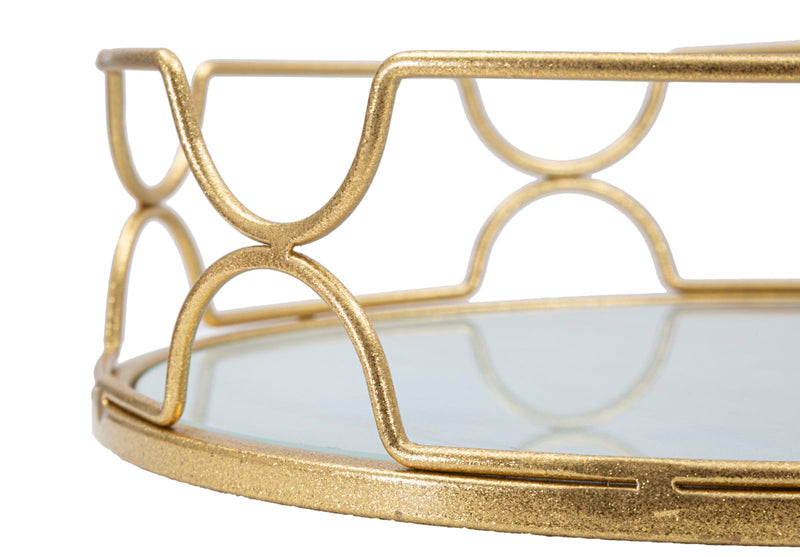 Tava decorativa Mauro Ferretti Tray Glamy Circle  Ø 28X8,5 cm, Auriu/Multicolor