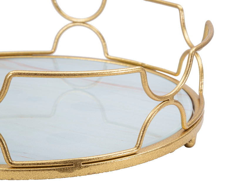 Tava decorativa Mauro Ferretti Tray Glamy Circle  Ø 28X8,5 cm, Auriu/Multicolor