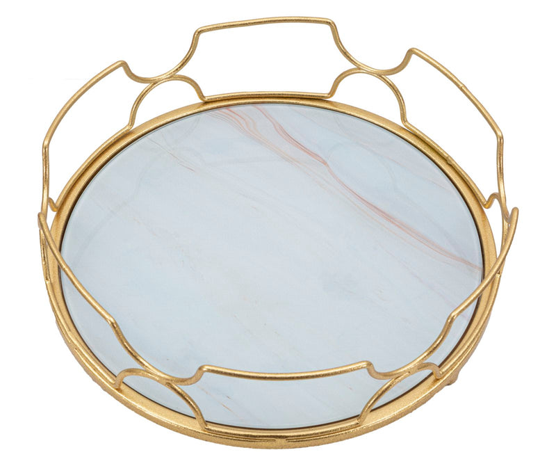 Tava decorativa Mauro Ferretti Tray Glamy Circle  Ø 28X8,5 cm, Auriu/Multicolor