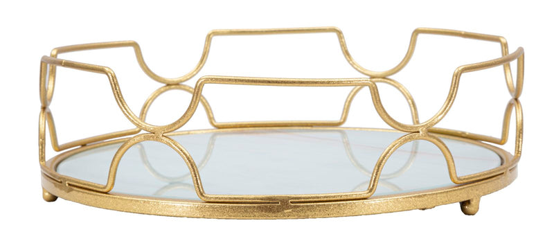 Tava decorativa Mauro Ferretti Tray Glamy Circle  Ø 28X8,5 cm, Auriu/Multicolor