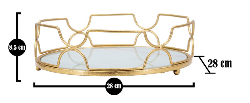 Tava decorativa Mauro Ferretti Tray Glamy Circle  Ø 28X8,5 cm, Auriu/Multicolor