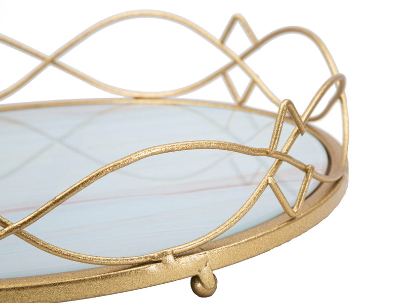 Tava decorativa Mauro Ferretti Tray Glamy Circle  Ø 27,5X7 cm, Auriu/Multicolor