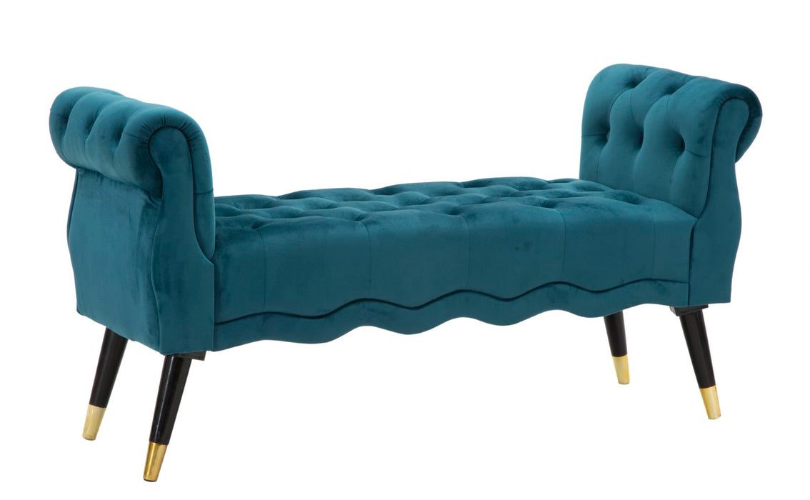 Bancheta Mauro Ferretti  Paris Teal/Gold  120X40X60 cm, Teal/Auriu/ Negru