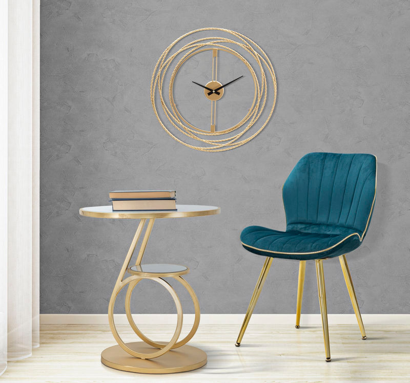Set Scaune Mauro Ferretti Paris Space Tail/Gold, Set 2 Piese,  46X58X77 cm, Teal/ Auriu