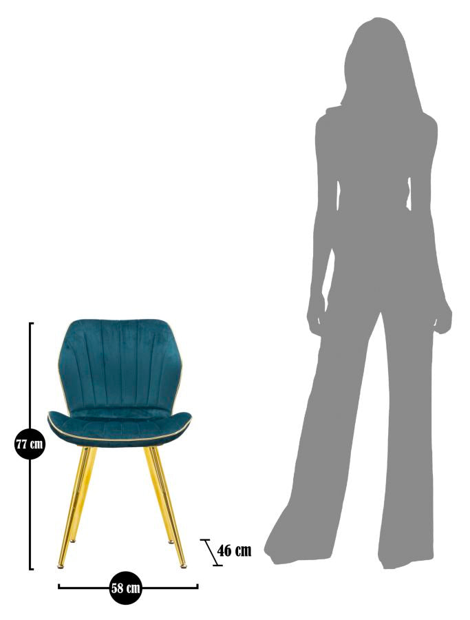 Set Scaune Mauro Ferretti Paris Space Tail/Gold, Set 2 Piese,  46X58X77 cm, Teal/ Auriu