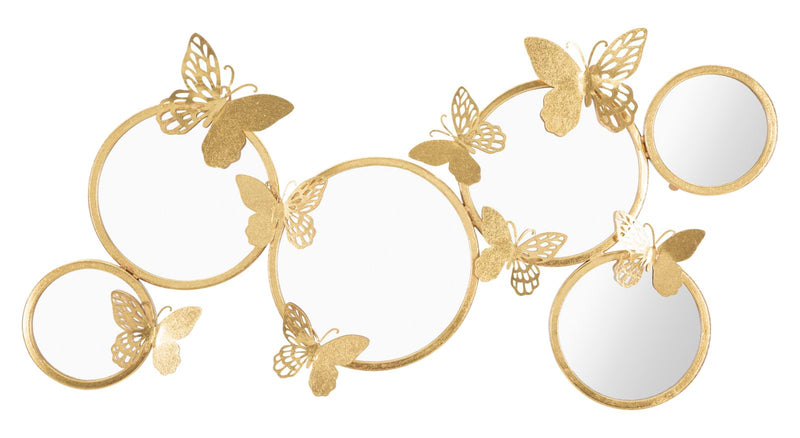Decoratiune de Perete Mauro Ferretti Butterly Mirror  89,5X4,5X45,5 cm, Auriu