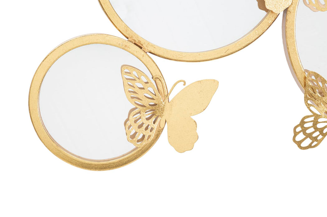 Decoratiune de Perete Mauro Ferretti Butterly Mirror  89,5X4,5X45,5 cm, Auriu