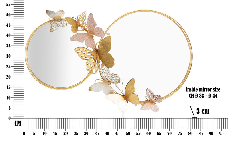 Oglinda decorativa Mauro Ferretti Double Farfalle Pink  81X3X52,5 cm, Multicolor