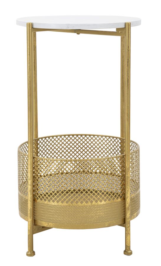 Masuta Mauro Ferretti Basket  Ø35X62 cm, Auriu/Alb