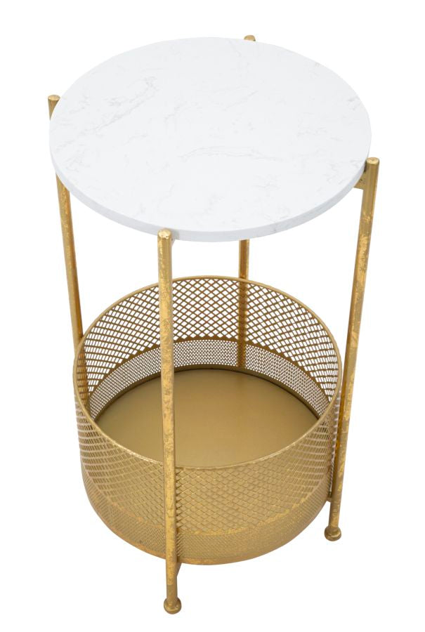 Masuta Mauro Ferretti Basket  Ø35X62 cm, Auriu/Alb