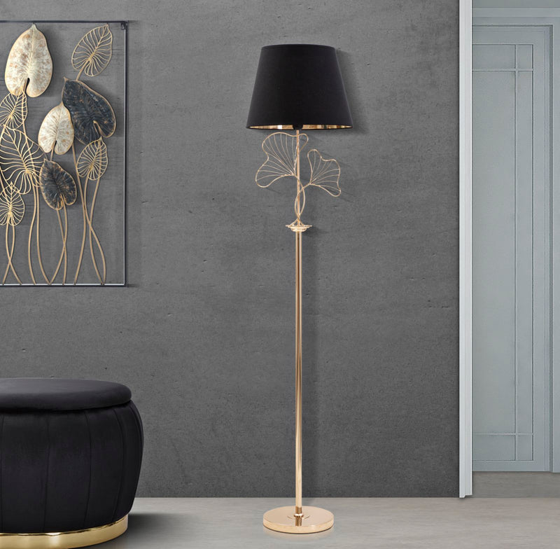 Lampadar Mauro Ferretti Leaves  Ø 38X167 cm, Negru/ Auriu