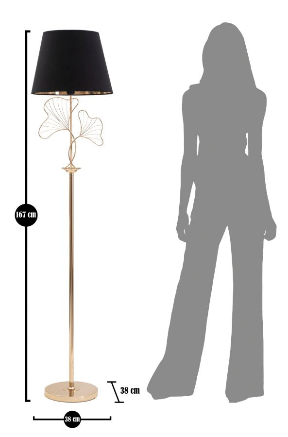 Lampadar Mauro Ferretti Leaves  Ø 38X167 cm, Negru/ Auriu