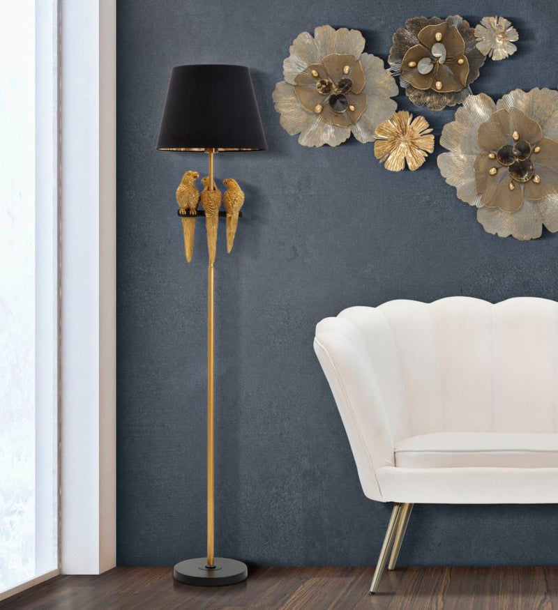 Lampadar Mauro Ferretti Parrots  Ø 37X164,5 cm, Negru/ Auriu