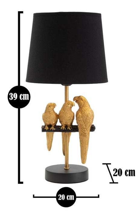 Veioza Mauro Ferretti Lamp Parrots  Ø 20X39 cm, Negru/ Auriu