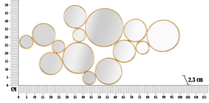 Decoratiune de Perete Mauro Ferretti Damuro With Mirrors  100X2,3X51,5 cm, Auriu