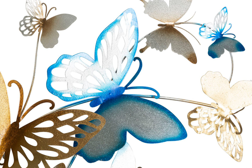 Decoratiune de Perete Mauro Ferretti Butterflies Gold/Light Blue  132X3,5X95,5 cm, Multicolor