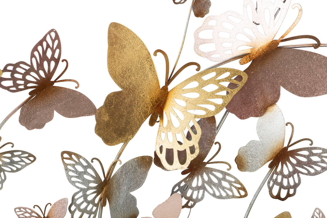 Decoratiune de Perete Mauro Ferretti Butterflies Gold/Light Pink  132X3,5X95,5 cm, Multicolor