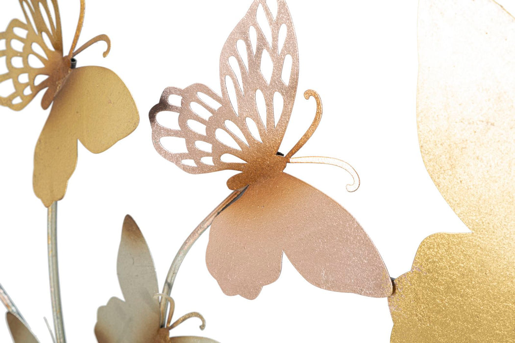 Decoratiune de Perete Mauro Ferretti Butterflies Gold/Light Pink  132X3,5X95,5 cm, Multicolor
