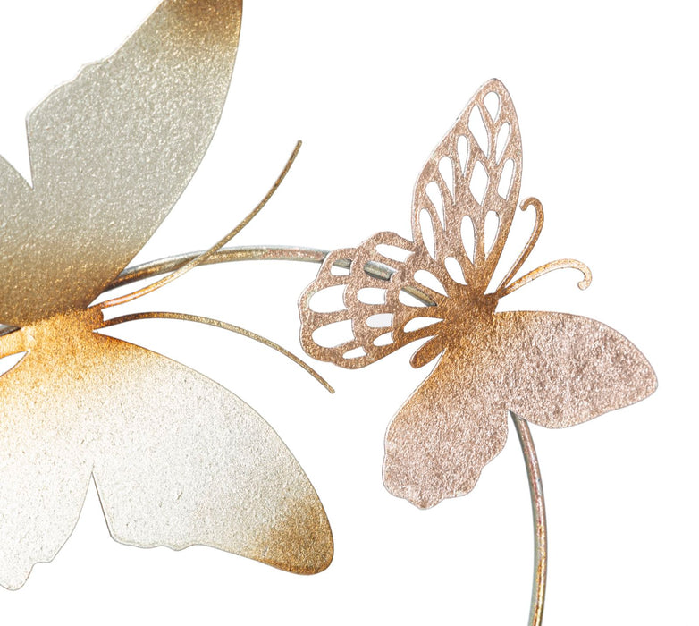 Decoratiune de Perete Mauro Ferretti Butterflies Gold/Light Pink  132X3,5X95,5 cm, Multicolor