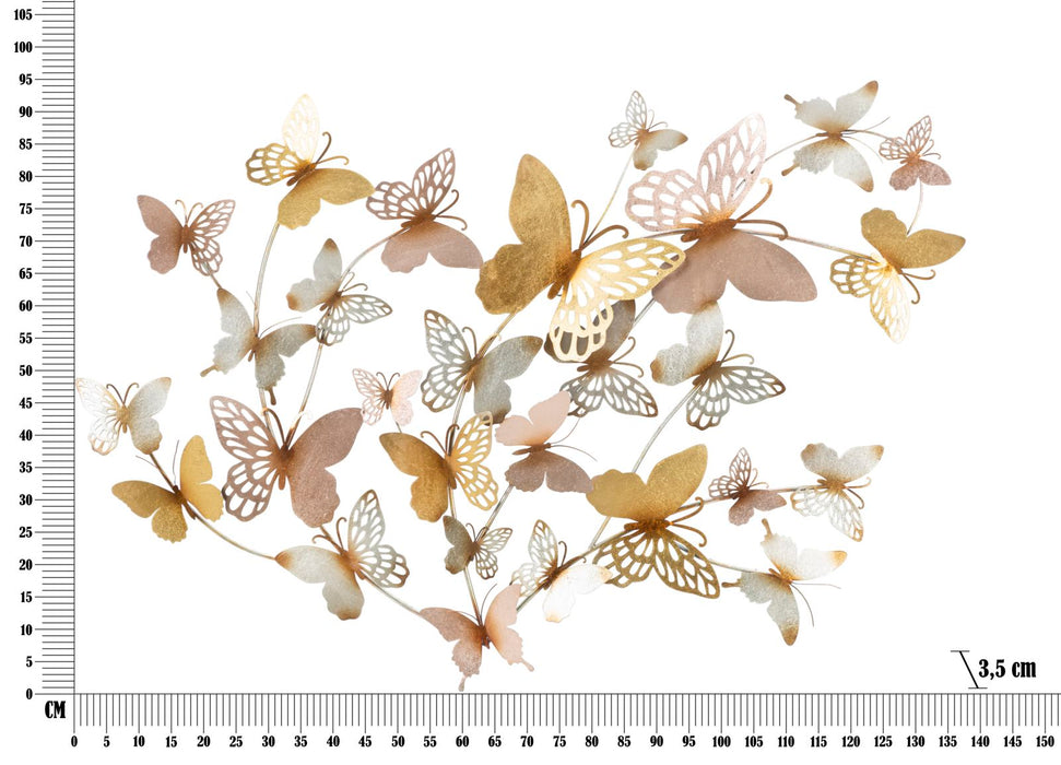 Decoratiune de Perete Mauro Ferretti Butterflies Gold/Light Pink  132X3,5X95,5 cm, Multicolor