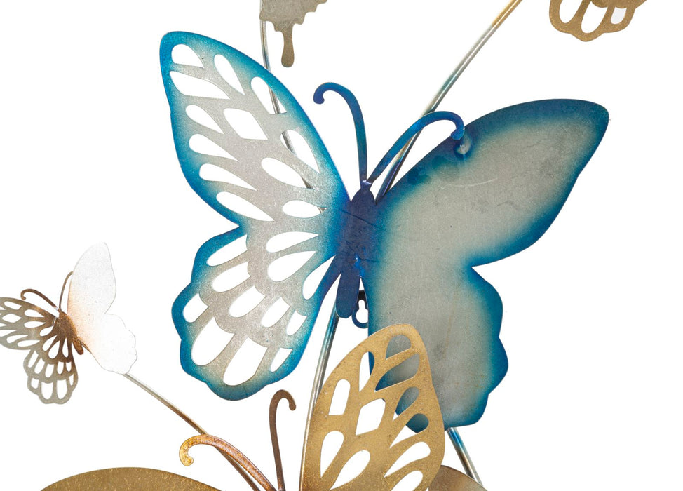 Decoratiune de Perete Mauro Ferretti Butterflies Gold/Light Blue C  59,5X4X111,5 cm, Multicolor