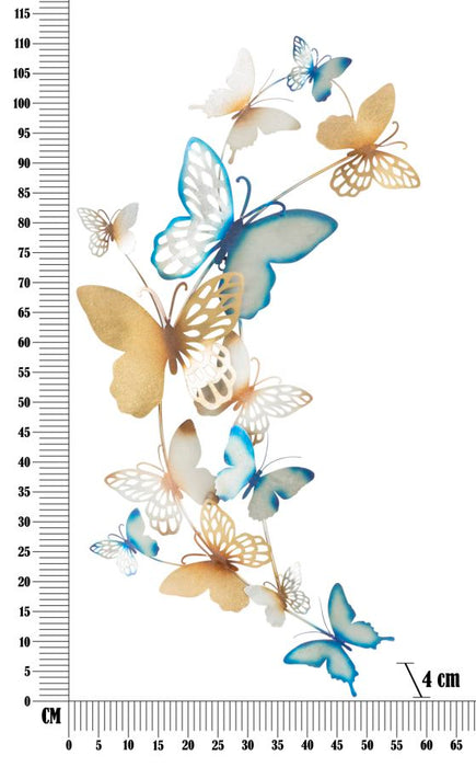 Decoratiune de Perete Mauro Ferretti Butterflies Gold/Light Blue C  59,5X4X111,5 cm, Multicolor