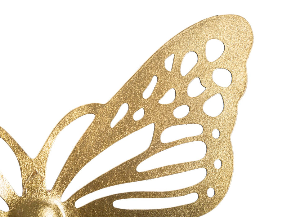 Set Decoratiune de Perete Mauro Ferretti Butterflies, Set 4 Piese, 35X2X29-25X2X19-20,5X2X16-16X2X12 cm, Auriu