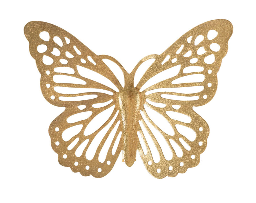 Set Decoratiune de Perete Mauro Ferretti Butterflies, Set 4 Piese, 35X2X29-25X2X19-20,5X2X16-16X2X12 cm, Auriu