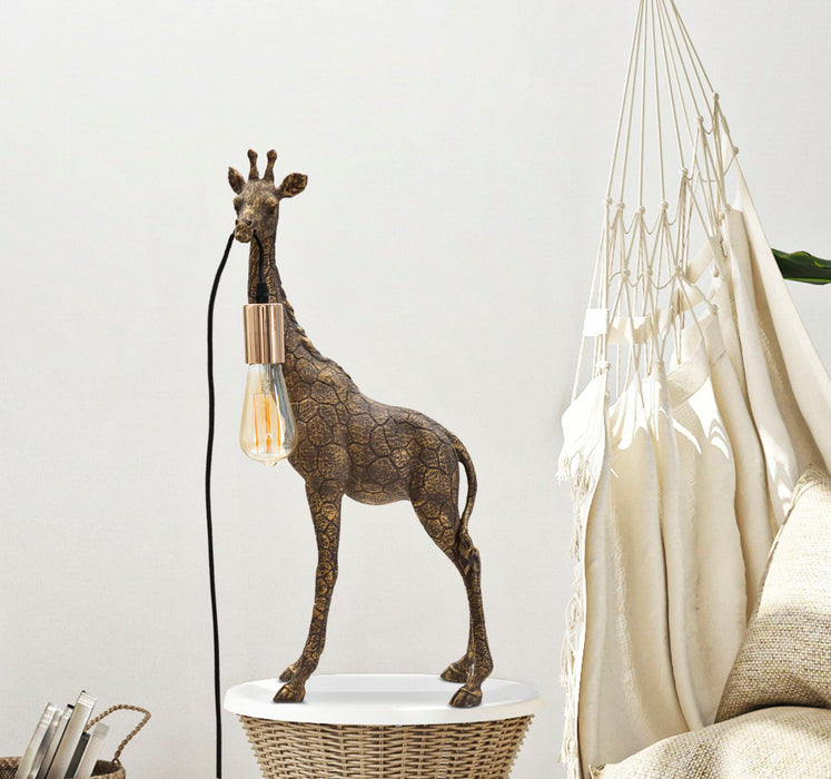 Veioza Mauro Ferretti Giraffe 28X16X60 cm, Antique/Auriu