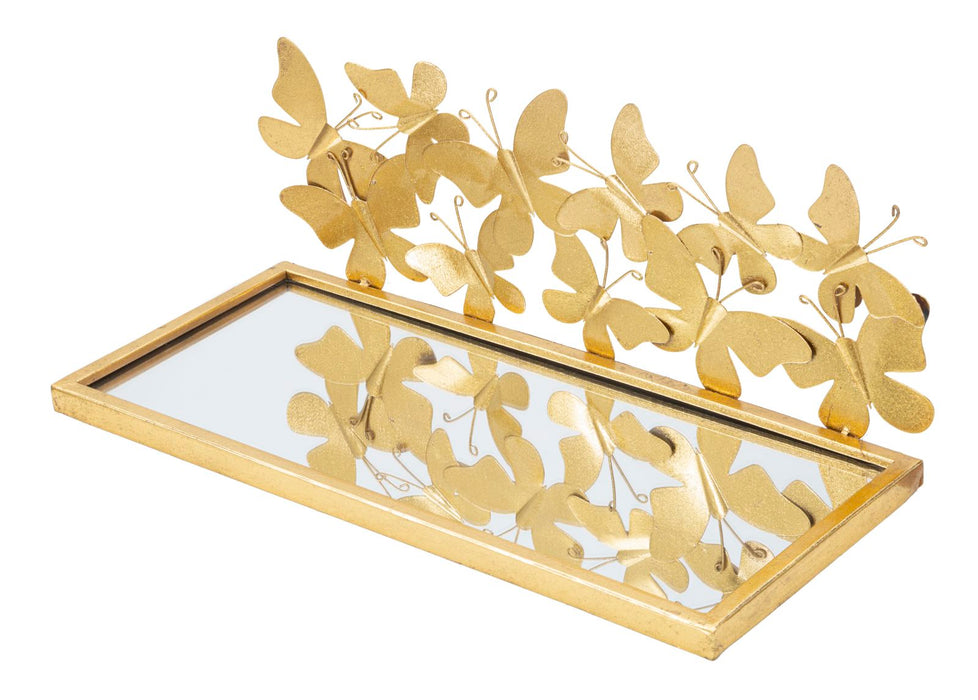 Set Etajera/Noptiera Suspendata Butterflies Set 2 Piese  43X19,2X16,5 cm, Auriu