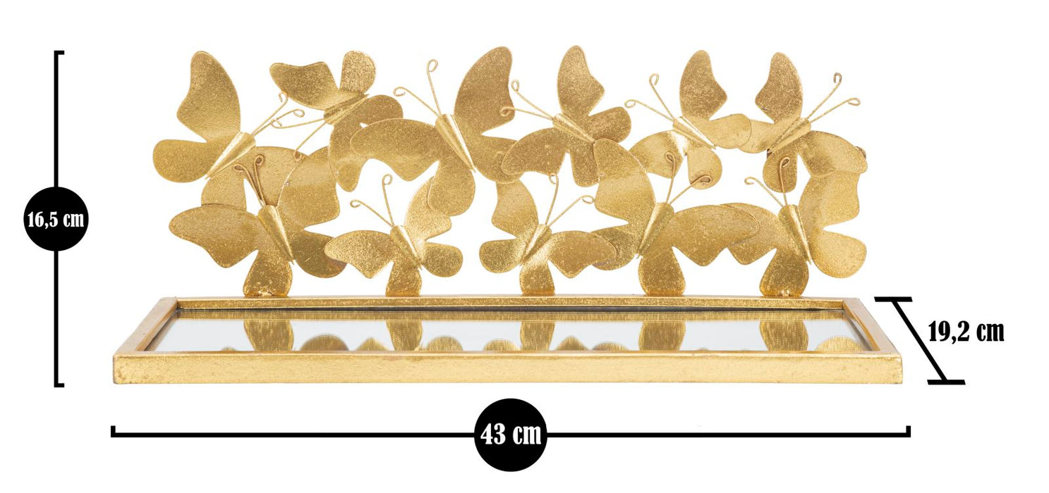 Set Etajera/Noptiera Suspendata Butterflies Set 2 Piese  43X19,2X16,5 cm, Auriu