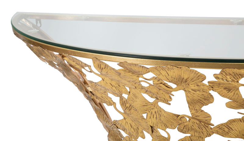 Consola Suspendata Mauro Ferretti Leaves  120X40,5X37,2 cm, Auriu