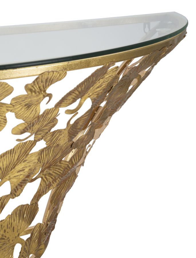 Consola Suspendata Mauro Ferretti Leaves  120X40,5X37,2 cm, Auriu