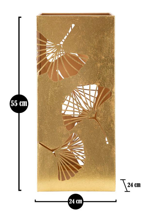 Suport Umbrele Mauro Ferretti Carved Leaf  24X24X55 cm, Auriu