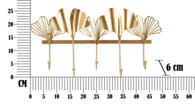 Cuier de Perete Mauro Ferretti 5 Leaves 49, 5X6X26, 3 cm, Auriu