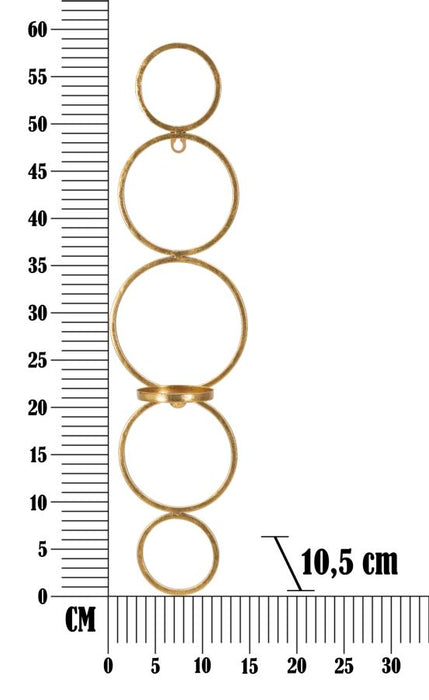 Set Suporturi Lumanari Pentru Perete Mauro Ferretti Circly, Set 2 Piese,  14X10,5X58,5 cm, Auriu