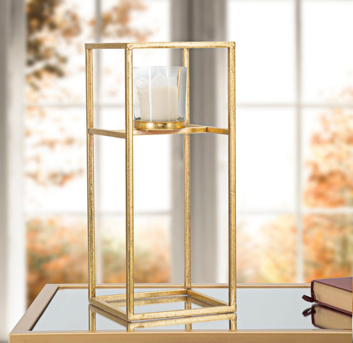 Suport Lumanare Mauro Ferretti Elegant  15X15X35 cm, Auriu